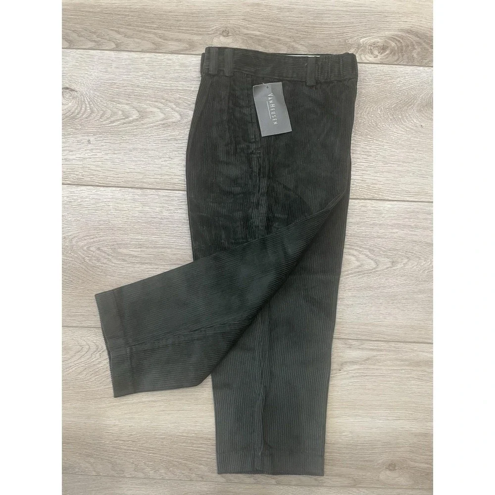NWT  Vtg  Y2K VanHeusen Pants Boys 6 Hunter Green Pleated Corduroy Holiday Slack